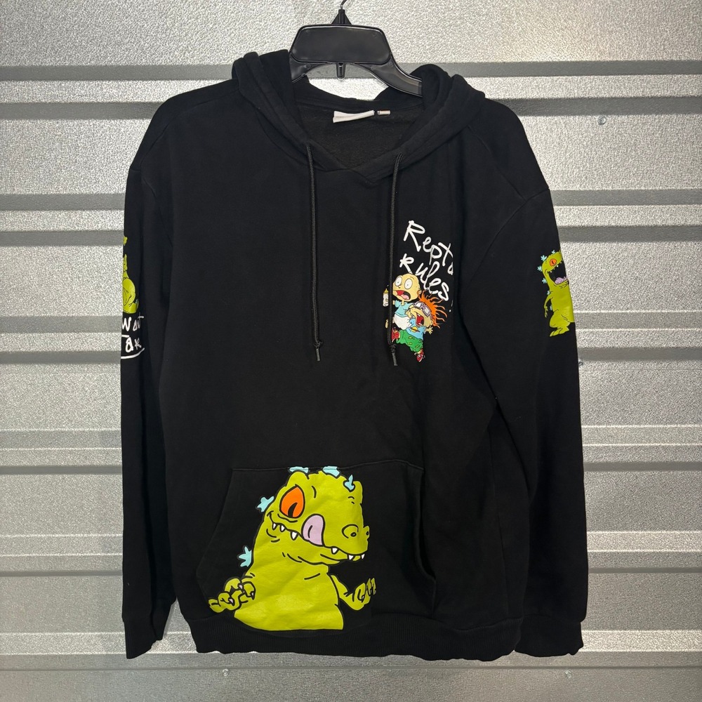 Nickelodeon Rugrats Reptar Rules Black Hoodie Men's Medium
